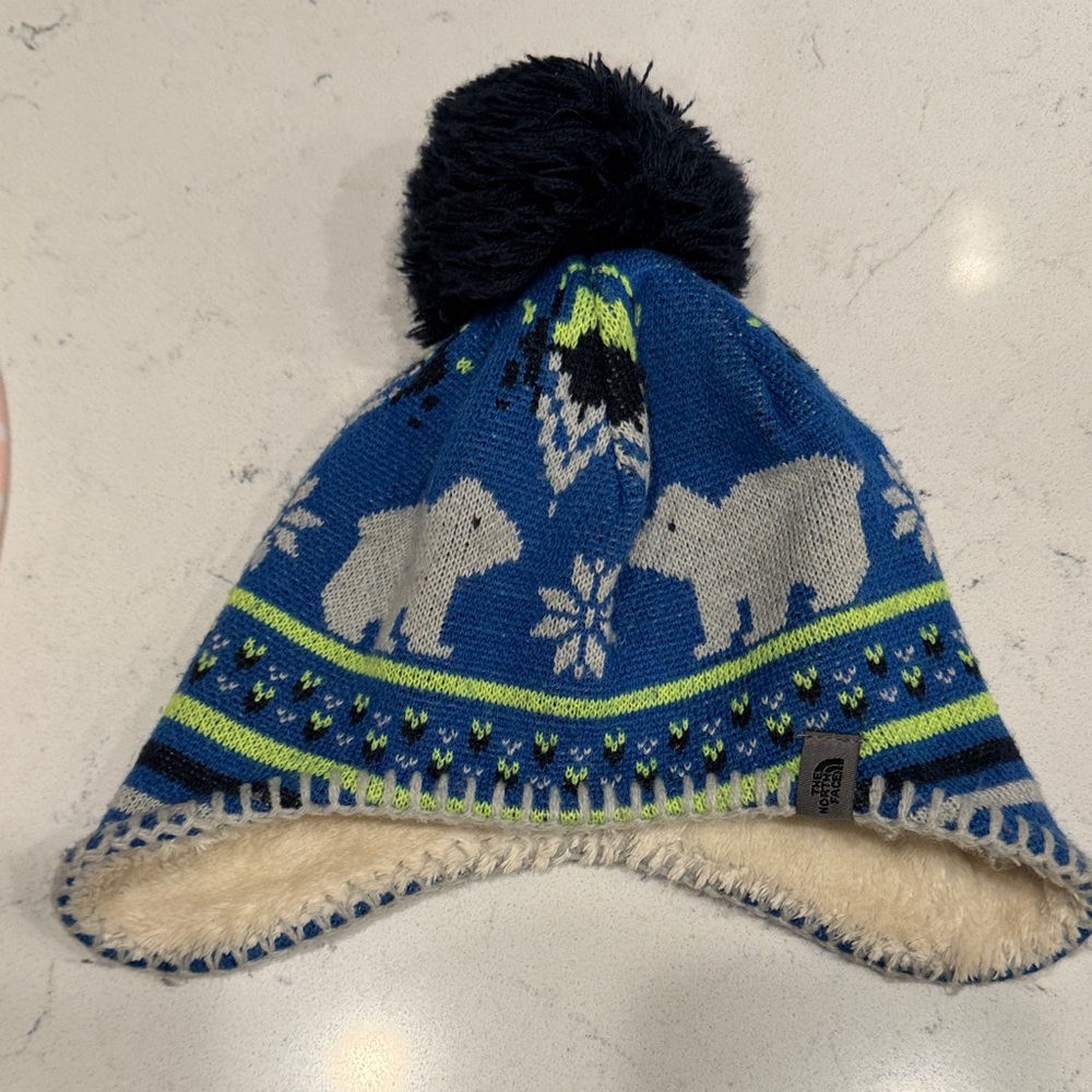 The North Face Blue Polar Bear baby toddler winter Hat